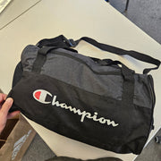 CHAMPION LOGO BLACK GREY DUFFLE BAG 17X9X9INCH