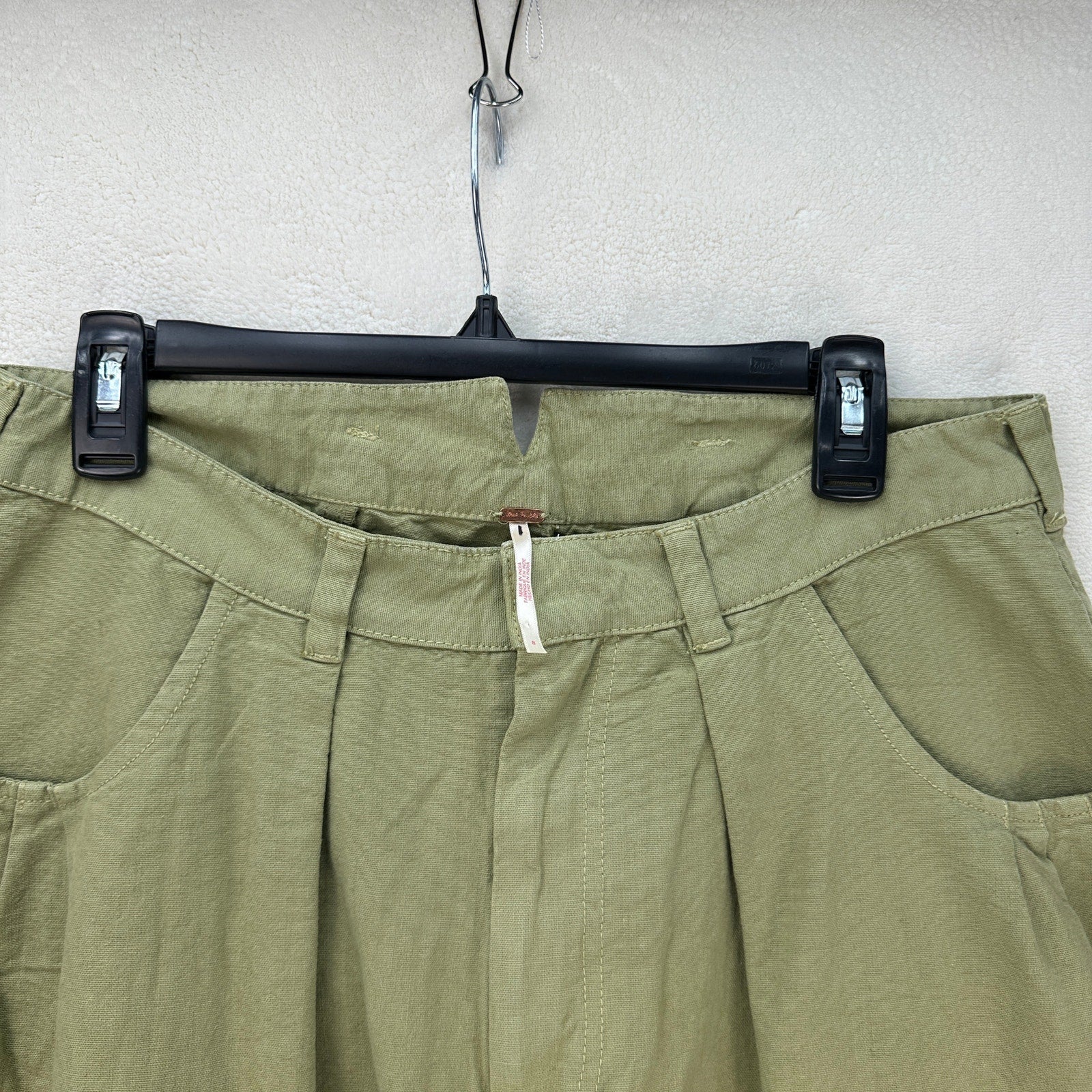 !!!!MISSING SIZE FREE PEOPLE WOMEN'S OLIVE GREEN LINEN SWEET TALK WIDE LEG CROP CHINO PANTS