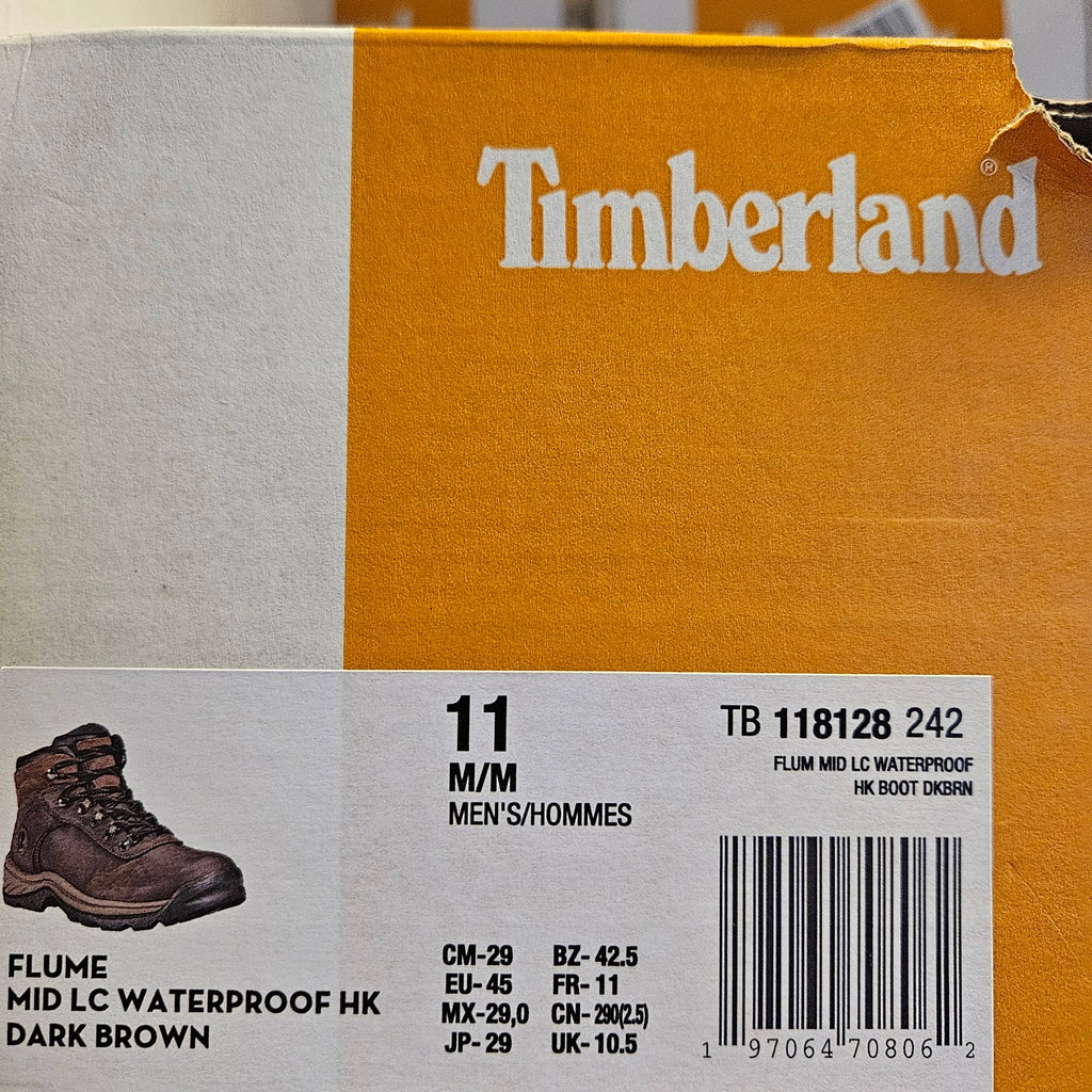 TIMBERLAND MEN'S 11 FLUME WATERPROOF LACE UP HIKING BOOTS DARK BROWN NIB