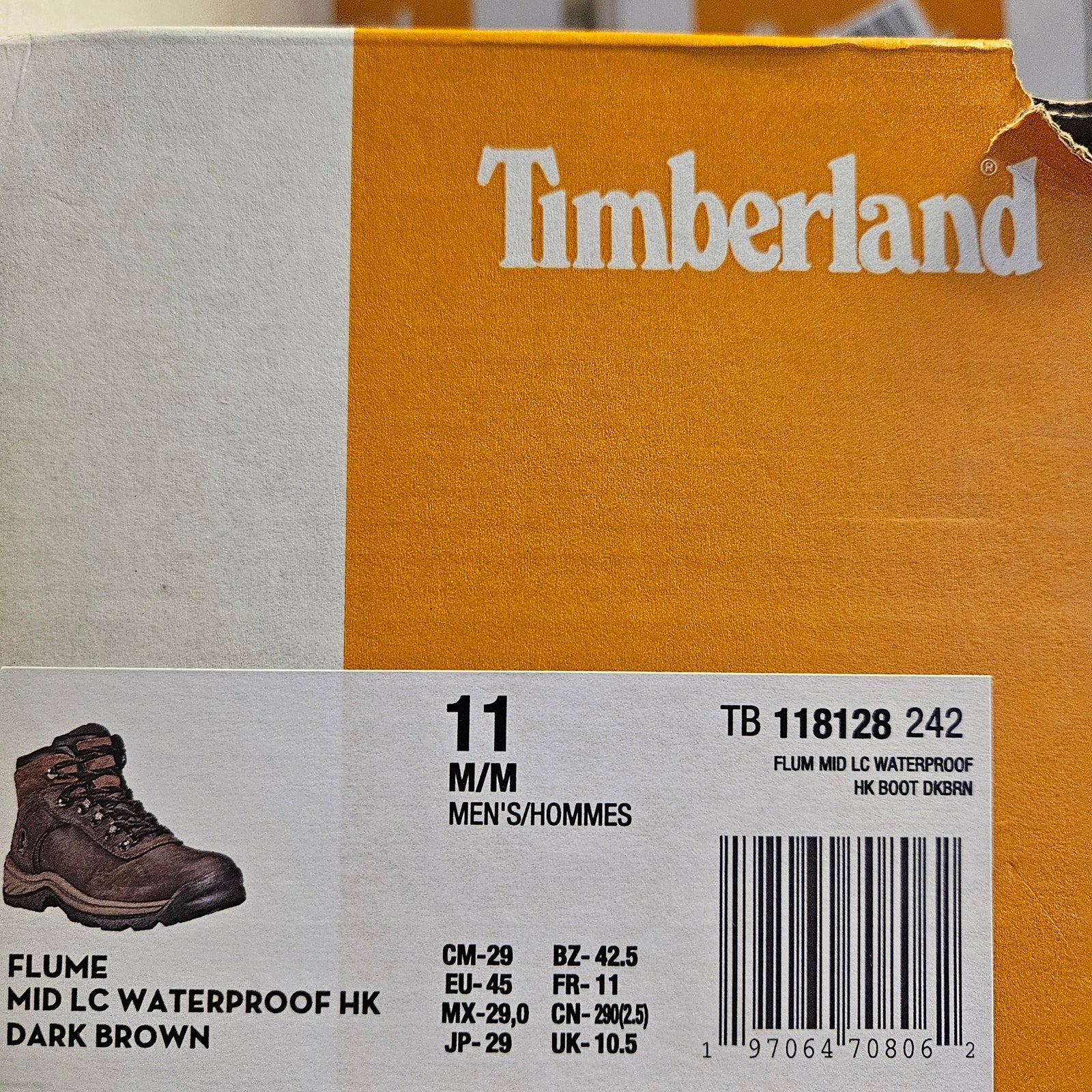 TIMBERLAND MEN'S 11 FLUME WATERPROOF LACE UP HIKING BOOTS DARK BROWN NIB
