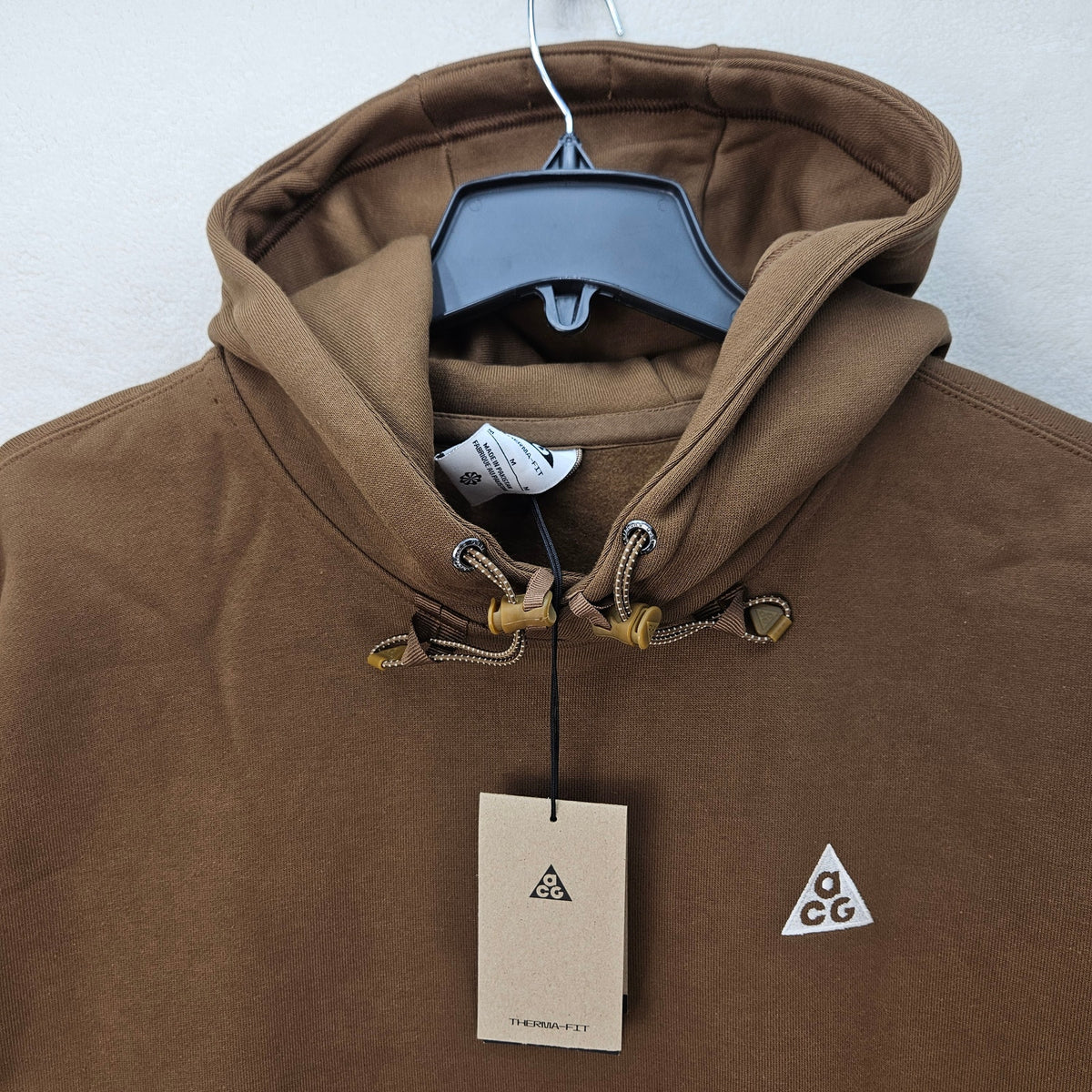 NIKE MEN'S MEDIUM ACG TUFF FLEECE THERMA FIT BROWN HOODIE SWEATSHIRT DZ3392-235