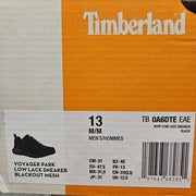 TIMBERLAND MEN'S 13 VOYAGER PARK LOW LACE SNEAKER BLACKOUT MESH NIB