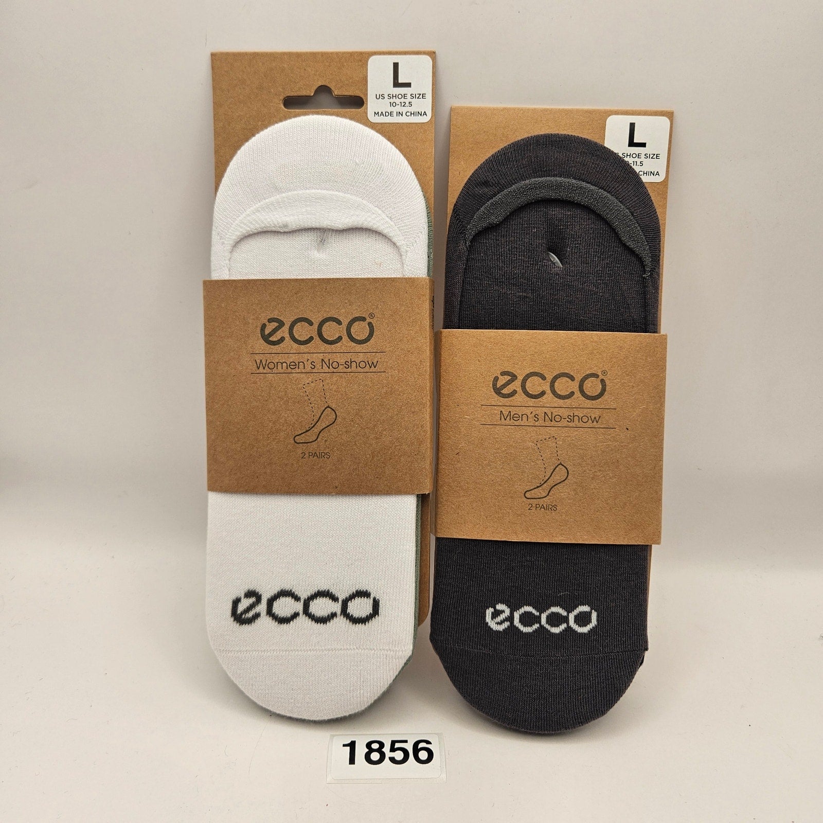 LOT OF 2 - ECCO MEN'S LARGE (9-11.5) + WOMEN'S LARGE(10-12.5) NO-SHOW 4 PAIRS