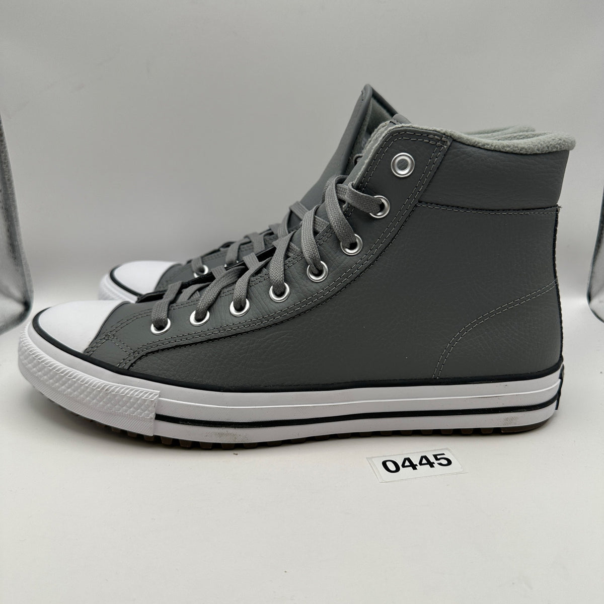 CONVERSE Mens' 11 All Star Hi Top Leather Sneaker Gray Winterized 168869C