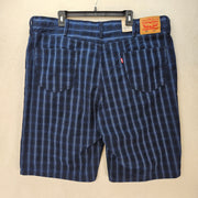 LEVI'S MEN'S 44 LOOSE FIT 469 DENIM SHORTS 12 INCH LIGHTSABER PLAID BLUE NWT