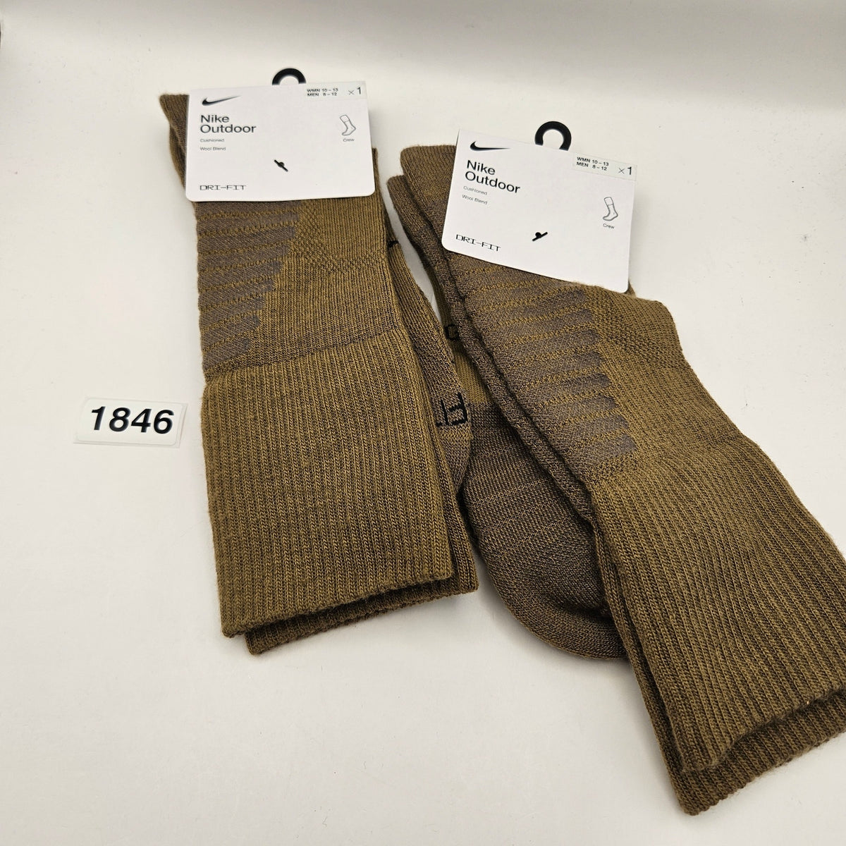 LOT OF 2 - NIKE OUTDOOR LARGE WOOL LONG CREW SOCKS DQ6450-300 RETAIL $24