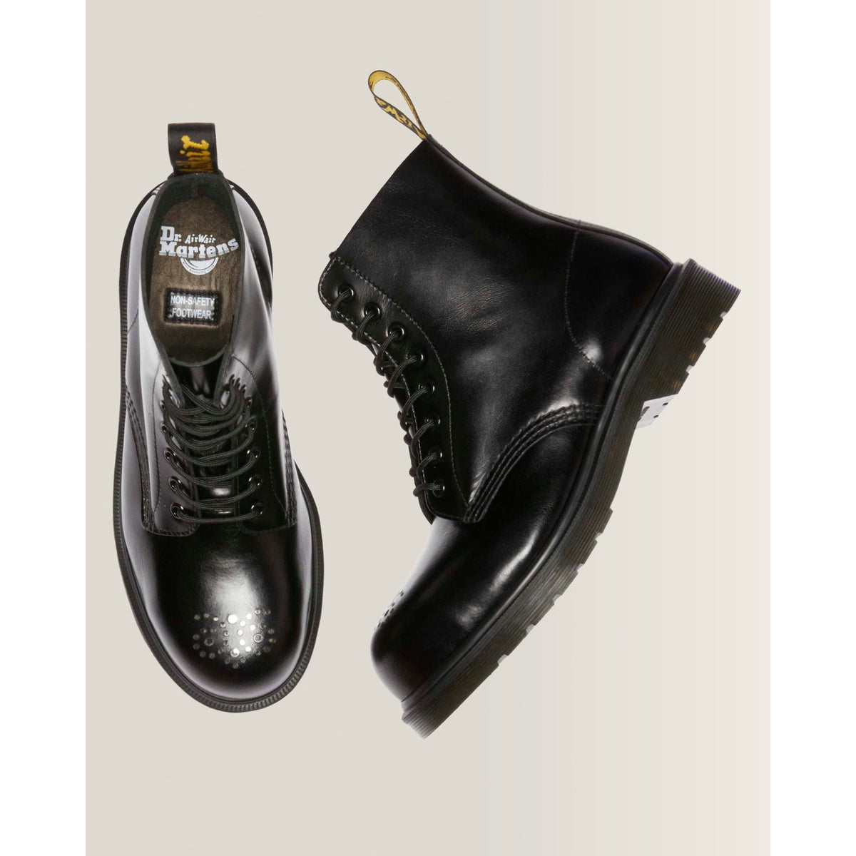 DR MARTEN MEN'S 8 ANALINE 41001001 1460 PASCAL ST BROGUE STEEL TOE BLACK BOOT