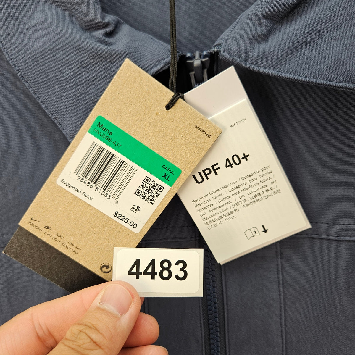 NIKE MEN'S XL ACG SMITH SUMMIT UV FULL ZIP UTILITY JACKET THUNDER BLU HV0598-437