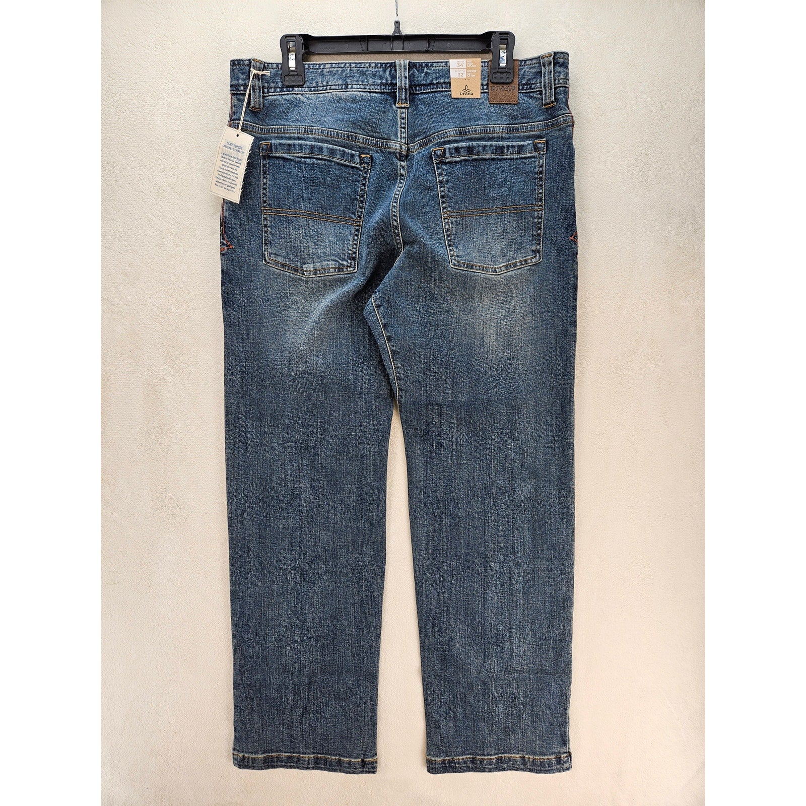 PRANA MEN'S 34X32 AXIOM JEAN ANTIQUE STONE WASH NWT STRAIGHT LEG