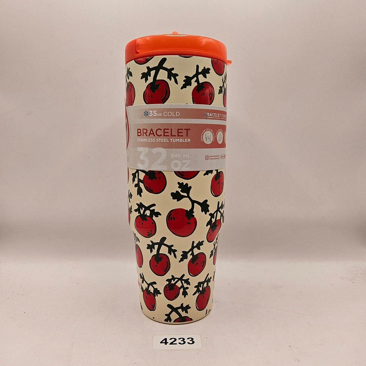 MANNA 32OZ TOMATO VINE BRACLET TUMBLER STAINLESS STEEL INSULATED FLIP STRAW