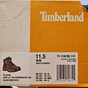 TIMBERLAND MEN'S 11.5 FLUME HIKING BOOTS DARK BROWN LEATHER WATERPROOF TB118128