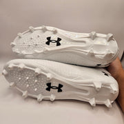 UNDER ARMOUR MEN'S 11.5 BLUR PRO FOOTBALL CLEATS WHITE BLACK 3028000-102