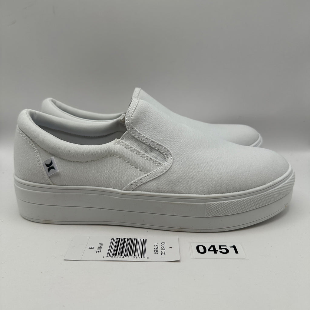 HURLEY Women's 9 Slip On Platform Triple White Canvas
