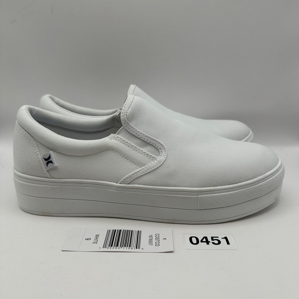 HURLEY Women's 9 Slip On Platform Triple White Canvas