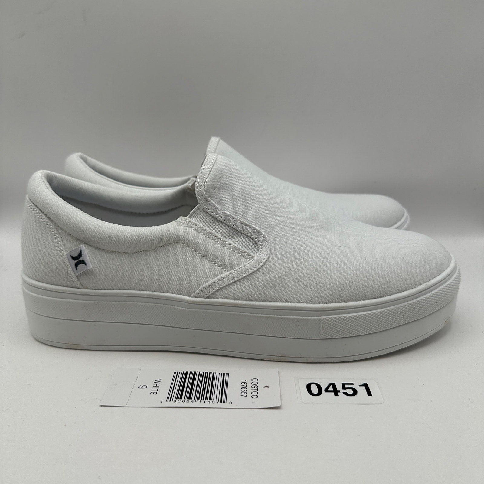 HURLEY Women's 9 Slip On Platform Triple White Canvas