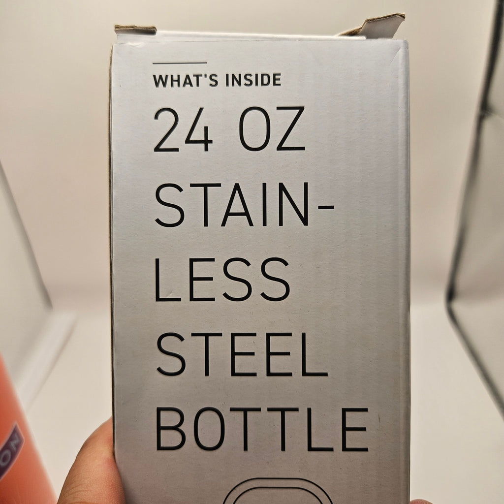 PELOTON X H2GO 24oz STAILESS STEEL WATER BOTTLE PEACH WITH PATCH ART NIB