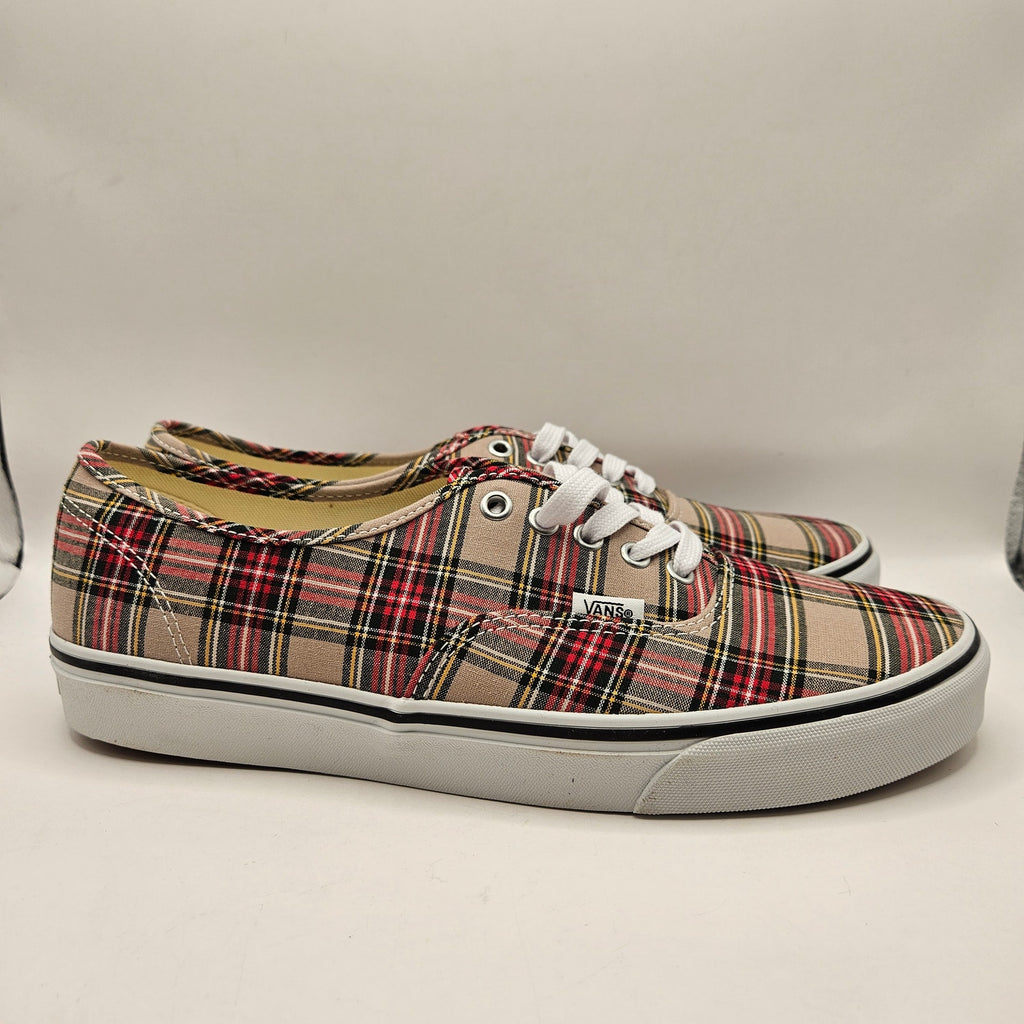 VANS MEN'S 11.5 AUTHENTIC TAN PLAID LOW TOP CANVAS SNEAKER NWOB