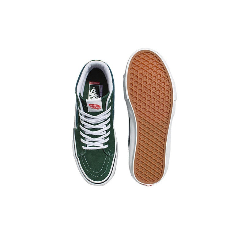 VANS MEN'S 13 SK8 HI MOUTAIN VIEW GREEN BLUE CANVAS NIB