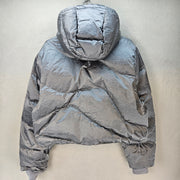 NIKE WOMEN'S MEDIUM THERMA-FIT SWOOTH METALLIC SILVER DOWN JACKET IB2003-095