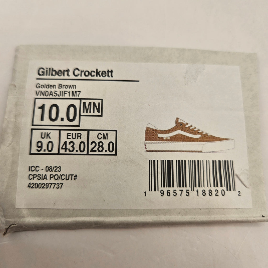 VANS MEN'S 10 GILBERT CROCKETT SKATE SHOES GOLDEN BROWN CANVAS POPCUSH NWOB