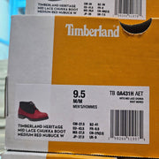 TIMBERLAND MEN'S 9.5 MID LACE CHUKKA BOOT RED BLACK NUBUCK CANVAS TB0A431HAET