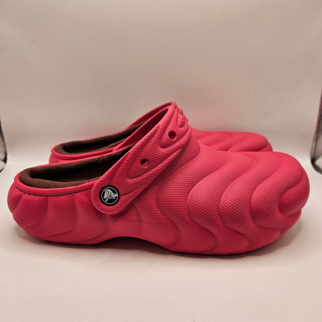 CROCS MEN'S 10 ECHO WAVE CLOG PINK MAROON LINED FLEECE SLIP ON SHOES NWT