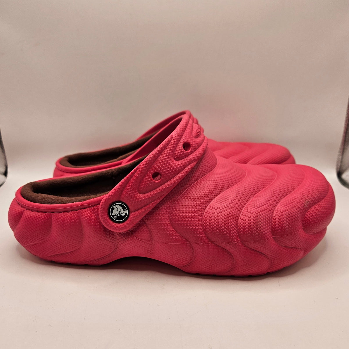 CROCS MEN'S 10 ECHO WAVE CLOG PINK MAROON LINED FLEECE SLIP ON SHOES NWT