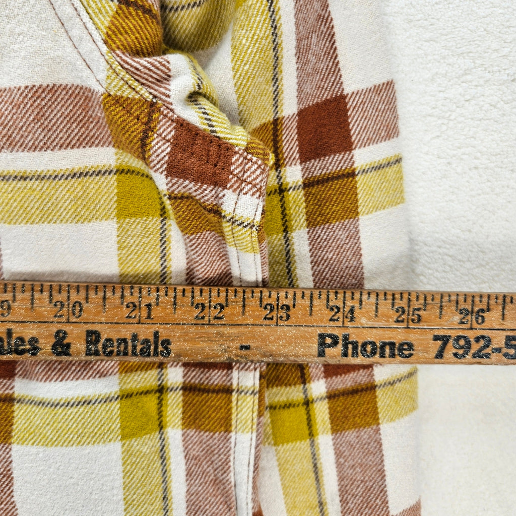 PRANA WOMEN'S XL GOLDEN CANYON FLANNEL SWEET CREAM PLAID NWT SHIRT