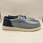HEY DUDE MEN'S 10 WALLY FUNK BLOCK PRINT FADED DENIM SARGASSO BLUE 43120-4UH