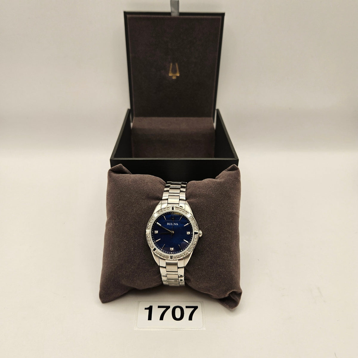 BULOVA 96R243 WOMEN'S CLASSIC QUARTZ GEMMED SILVER STAINLESS STEEL WATCH 35MM