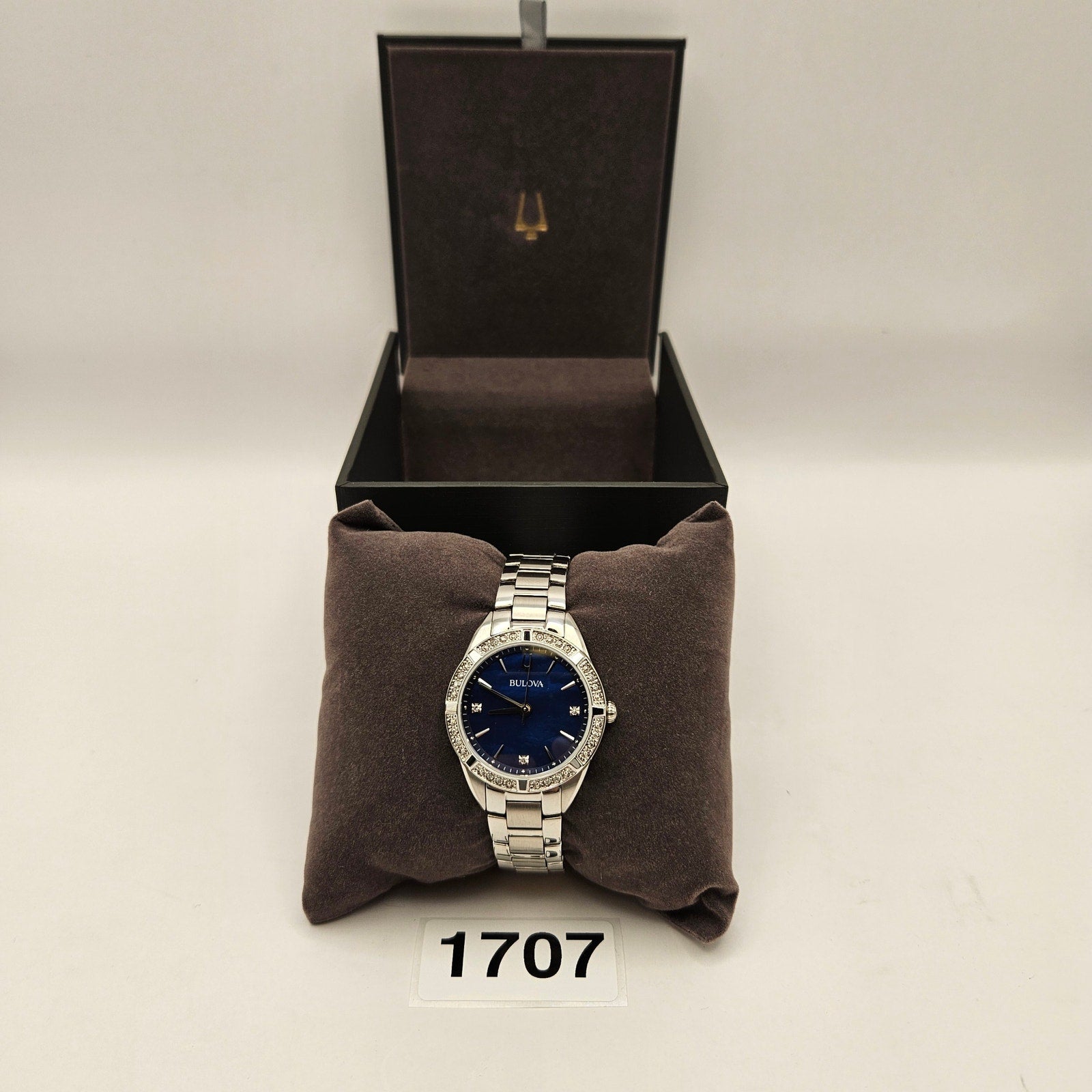 BULOVA 96R243 WOMEN'S CLASSIC QUARTZ GEMMED SILVER STAINLESS STEEL WATCH 35MM