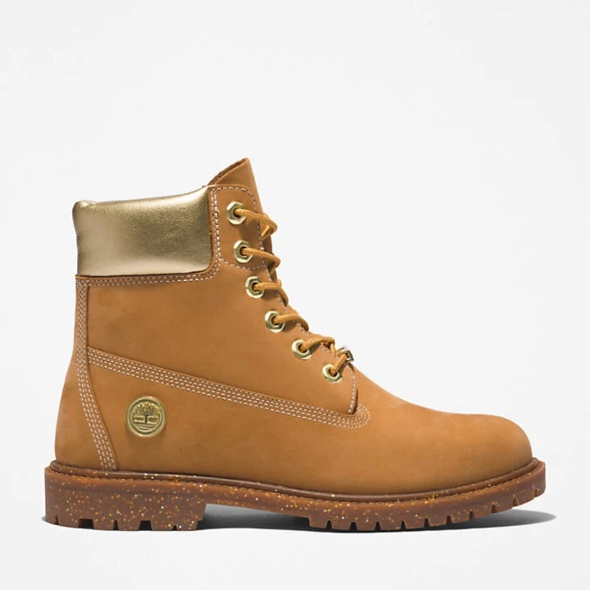 TIMBERLAND Women's 8.5 Heritage 6 IN Boot Premium Wheat Nubuck Waterproof Gold