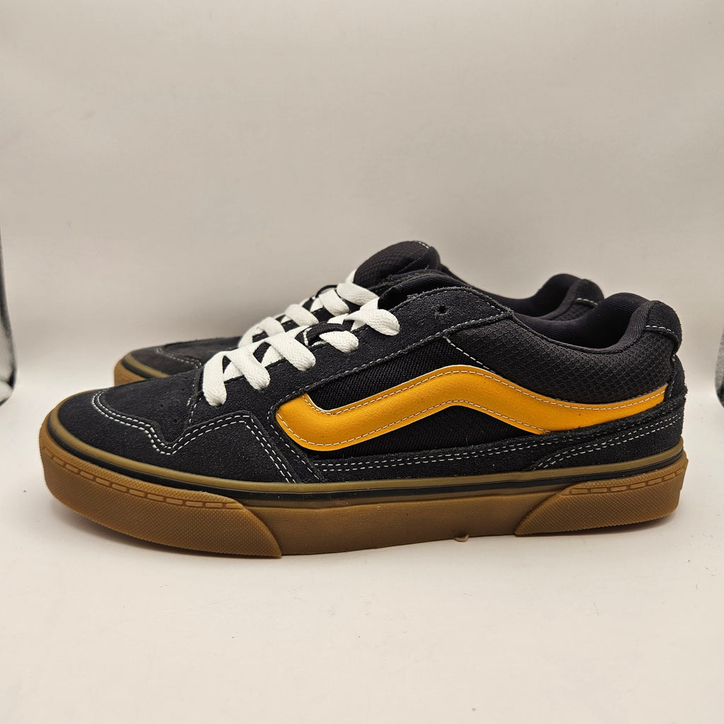 VANS MEN'S 9 CALDRONE SUEDE MESH BLACK GUM YELLOW LOW TOP SNEAKER VN0A5JM2CHY