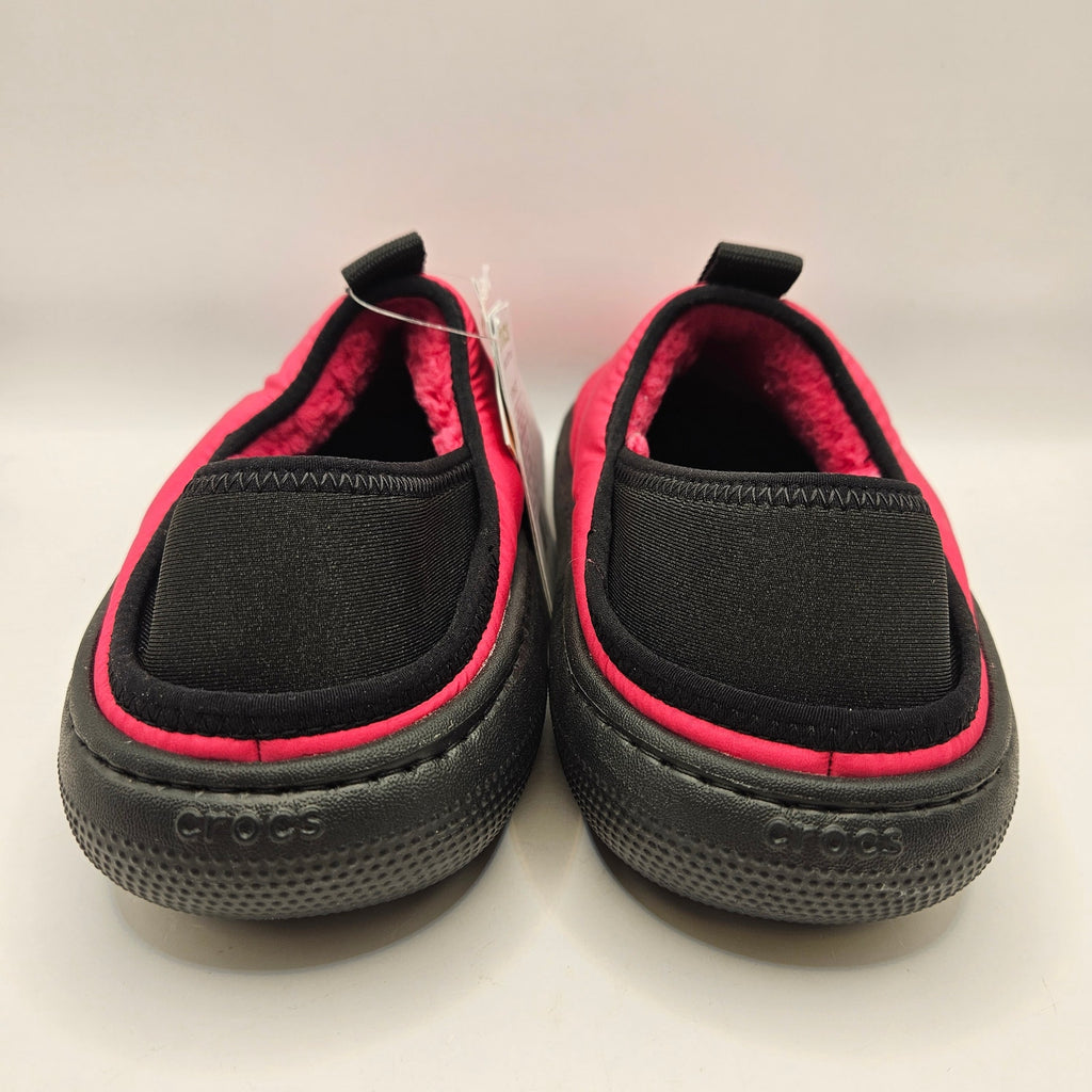 CROCS WOMEN'S 6 CLASSIC PUFF MOC SLIP ON CLOG SHOES PINK BLACK NWT 210706-6ZT