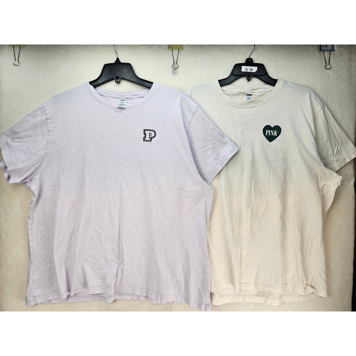 LOT OF 2 PINK BY VICTORIA SECRET WOMEN'S XXL TSHIRT WHITE LAVENDER