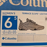 COLUMBIA WOMEN'S 6.5 TERRACE SLOPE LEATHER KETTLE SEASALT LO TOP HIKING SHOE NIB