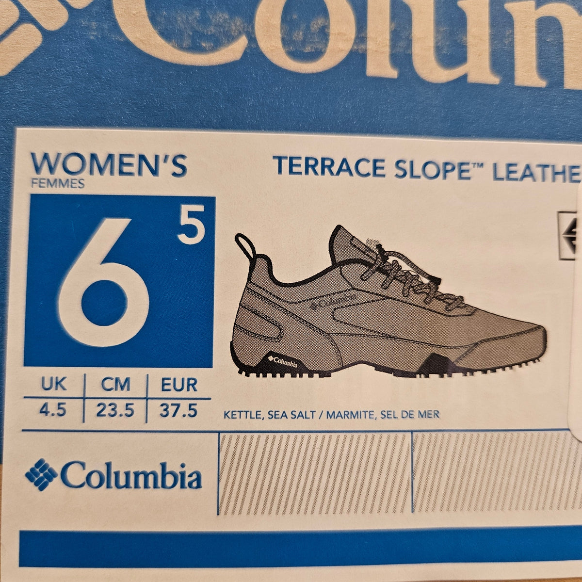 COLUMBIA WOMEN'S 6.5 TERRACE SLOPE LEATHER KETTLE SEASALT LO TOP HIKING SHOE NIB