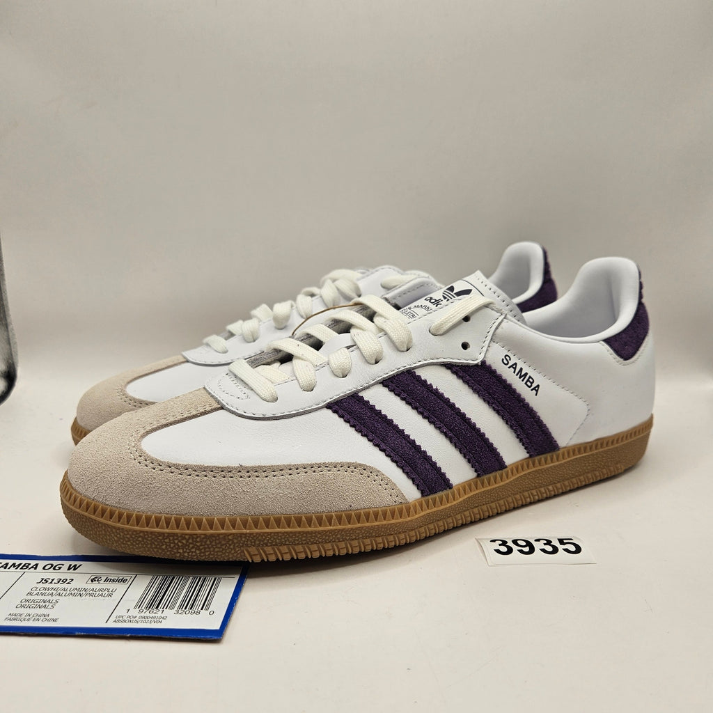 ADIDAS ORIGINALS WOMEN'S 10 SAMBA OG WHITE ALUMINA AURORA PLUM NWOB JS1392