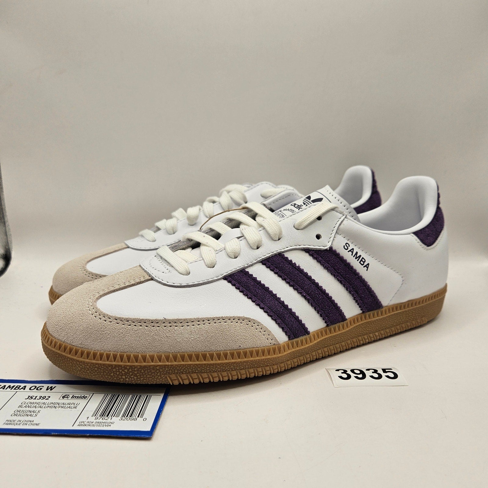 ADIDAS ORIGINALS WOMEN'S 10 SAMBA OG WHITE ALUMINA AURORA PLUM NWOB JS1392