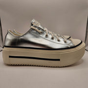 CONVERSE MEN'S 9.5 CHUCK TAYLOR DOUBLE STACK PLATFORM SILVER METALLIC A16406C