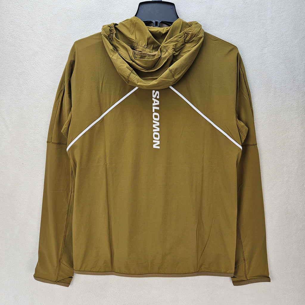 SALOMON MEN'S SMALL SENSE AERO HYBRID HALF ZIP HOODIE NWT OLIVE GREEN