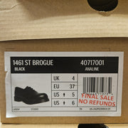 DR MARTENS WOMEN'S 6 ANALINE 40717001 1461 ST BROGUE BLACK LOW STEEL TOE RARE