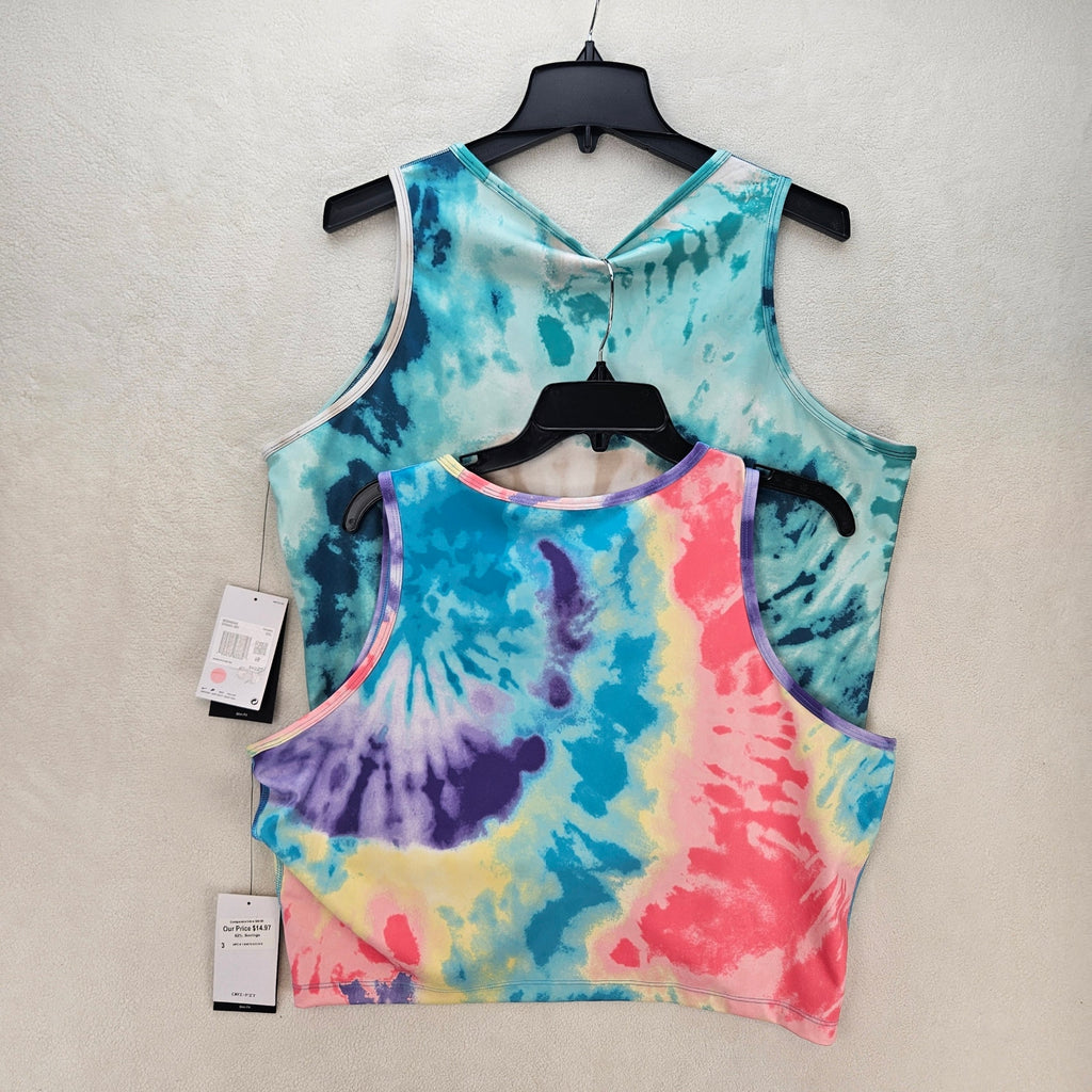LOT OF 2 NIKE WOMEN'S XXL TIE DYE TRAINING RUNNING SLIM FIT TANK NWT