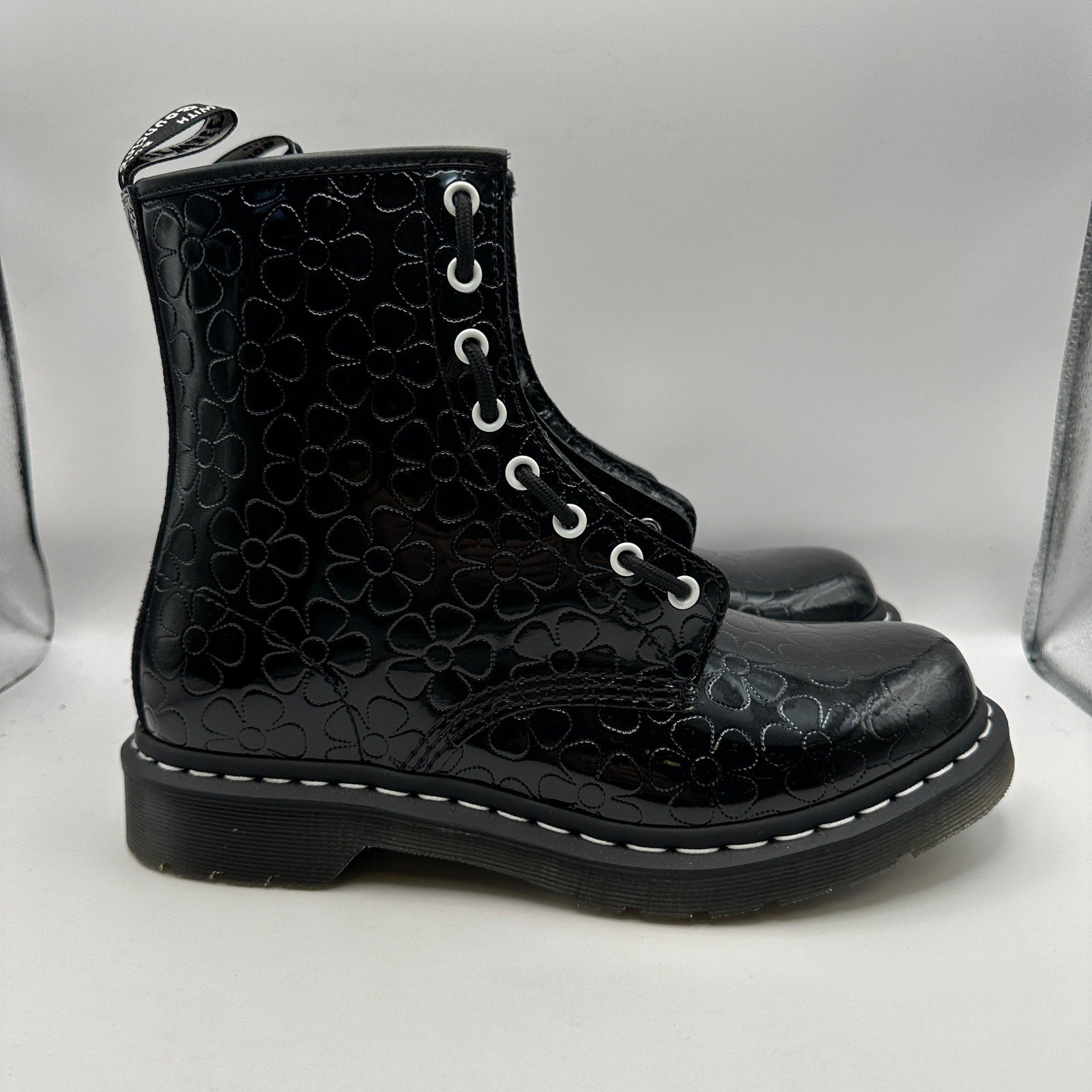 DR Martens 1460 Women's 10 JUNGLE Flower Emboss Patent Leather Boot NWOB