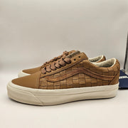 VANS M7.5 W9 OLD SKOOL WOVEN LEATHER BROWN TAN LOW TOP SNEAKER NWOB