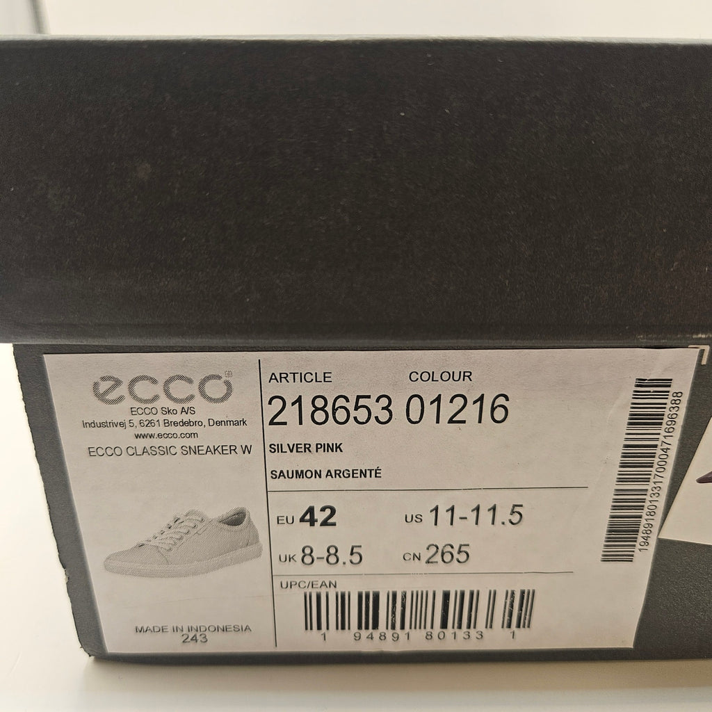 ECCO WOMEN'S 42 CLASSIC SNEAKER SILVER PINK NIB 21865301216