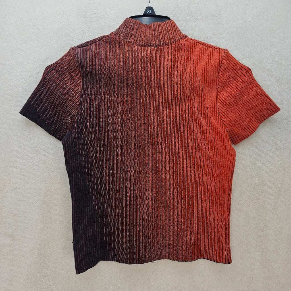 AIR JORDAN WOMEN'S SMALL ZIP KNIT S/S TOP ORANGE BLACK GRADIENT NWT