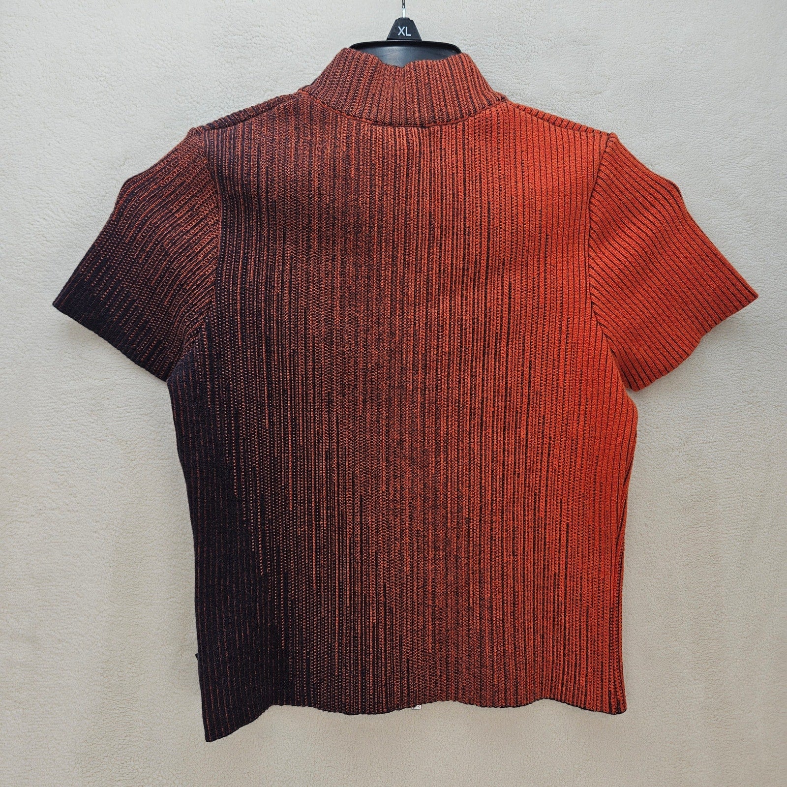 AIR JORDAN WOMEN'S SMALL ZIP KNIT S/S TOP ORANGE BLACK GRADIENT NWT