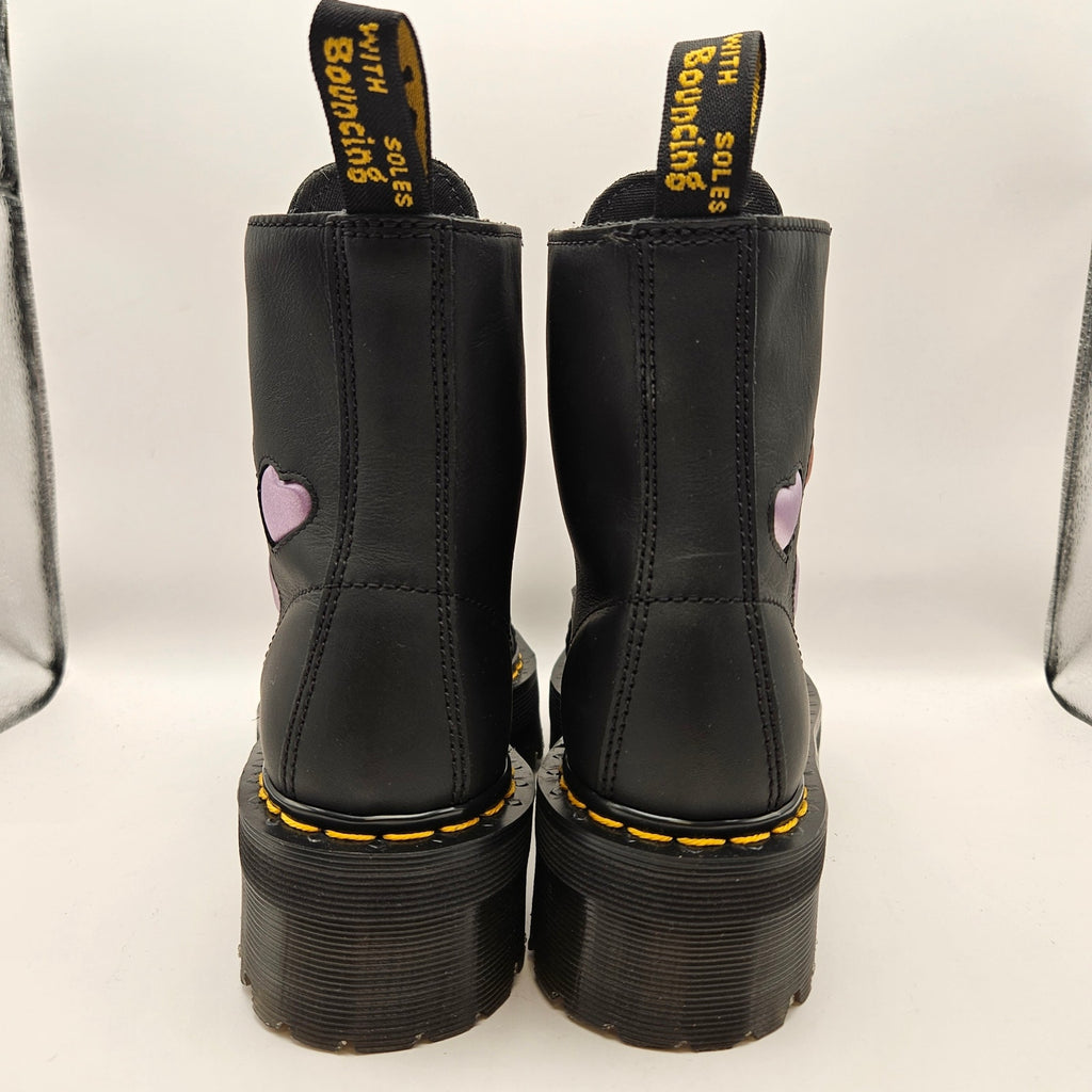 DR MARTENS WOMEN'S 6 SINCLAIR HEART BLACK ZIP UP COMBAT BOOTS NWOB