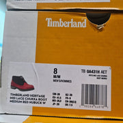 TIMBERLAND MEN'S 10 MID LACE CHUKKA BOOT RED BLACK NUBUCK CANVAS TB0A431HAET
